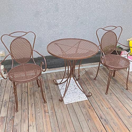 NOALED 3-teiliges Bistro-Set für die Terrasse, rundes Esstisch- und Stuhlset für den Außenbereich, Moderne Bistromöbel aus Eisen, wetterfestes Bistro-Set für den Terrassen- und Hofgarten