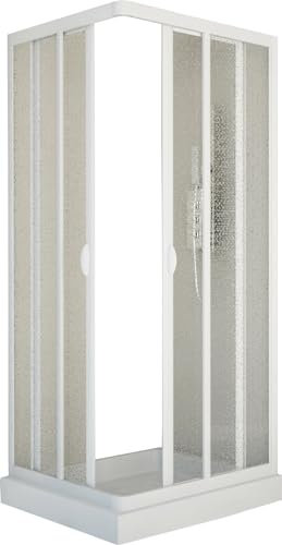 Box Doccia Angolare 70x100 cm 2 Ante Scorrevoli in Acrilico 2,2 mm H185 cm Bianco