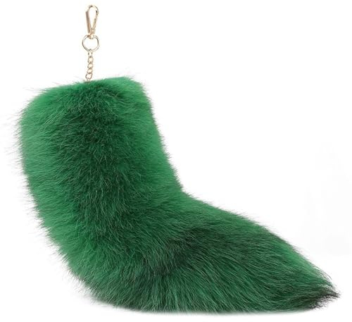 SANRLO Schlüsselanhänger mit Fuchsschwanz, Kunstfell, Fuchsschwanz, Schlüsselanhänger, weich, pelzig, Taschenanhänger, Schlüsselanhänger, Handtaschen-Zubehör, Grün 10