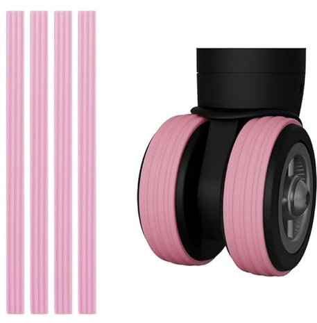 Ehuihuan copri ruote trolley, copertura ruota vano bagagli Riduzione del rumore silenziosa, protezione per le ruote della valigia, tagliabile, confezione da 4 pz. (Rosa)