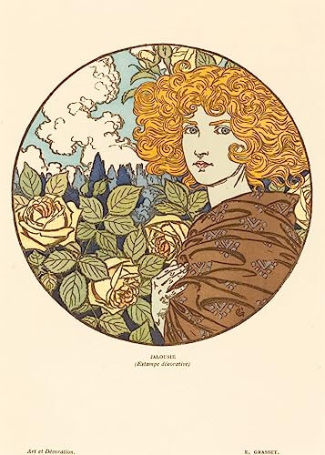 MHFFDYIV Bekannt Leinwand Wandkunst Muster auf Leinwand Jalousie by Eugene Grasset Modern Kunstdrucke für Office Home Decor 60x90cm