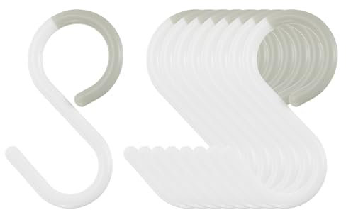 QUARKZMAN 9Stk S Haken 3.5 Kunststoff Hänge S Förmige Haken Groß S Kleiderbügel Schrank Stangen Haken für Tassen Pflanzen Schmuck Jeans Werkzeuge Weiß