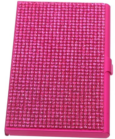 SHINEOFI Étui Élégant en Métal avec Strass pour Cartes De Visite pour Femmes Boîte De Rangement Polyvalente pour Carte De Crédit