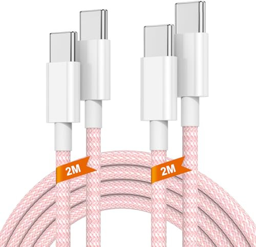 2Pack 2M iPhone 17 16 15 USB C to USB C Charger Cable, 60W Type C Fast Charging Wire Lead Long for Apple iphone 17 Pro Max/17 Air/16/16 Pro/15 Plus/15/Samsung Galaxy S24+/S23 Ultra/MacBook Pro/iPad