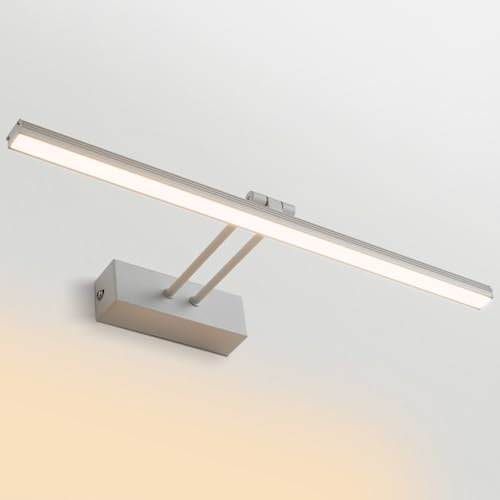 EMKE LED Spiegelleuchte Spiegellampe Bad, 8W Bilderleuchte 200° Einstellbar Badlampe Wandbeleuchtung Wasserdicht IP44 4200K, Weiß