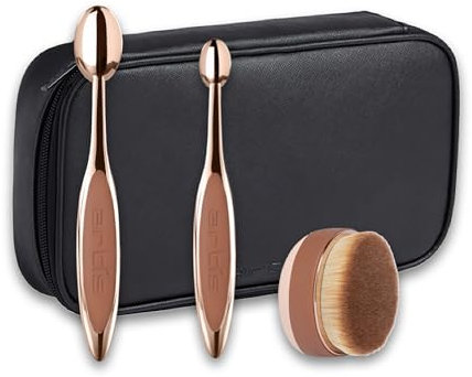 Artis Elite 3 Brush Set - Makeup Brushes with Patented Design - Makeup Brush Set with Compact Travel Case - Eye Makeup Brushes - Rose Gold - 3 Pc