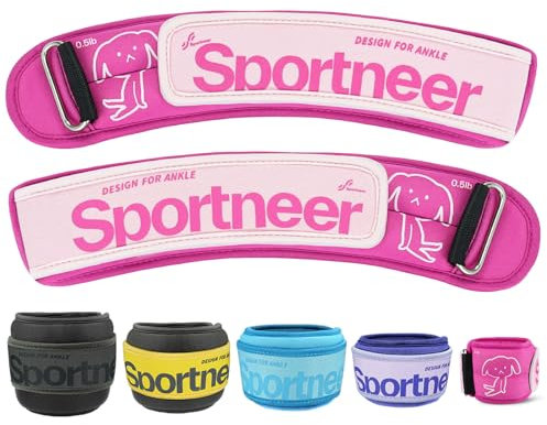 Sportneer Poids de cheville 2 x 0,23 kg/2 x 0,45 kg, 2 x 0,9 kg, 2 x 1,36 kg, 2 x 2,27 kg pour poignets, jambes, bras, poids pour femmes, hommes, enfants, avec sangles réglables