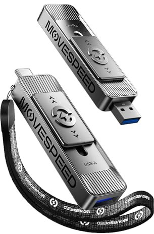 MOVE SPEED Unidades de estado sólido de 1 TB con puertos duales y diseño push-pull, velocidad de lectura de 560 MB/s, tipo C + unidad USB 3.2 SSD portátil para iPhone 15/16/17/Android/Mac