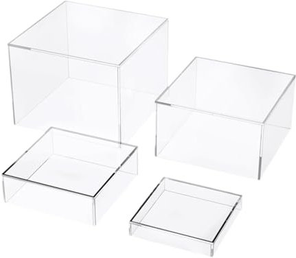 sporful 4 Stück Acryl-Würfel-Display-Box für Tisch, Buffet, Catering, Actionfiguren, Sammlung, Kosmetik