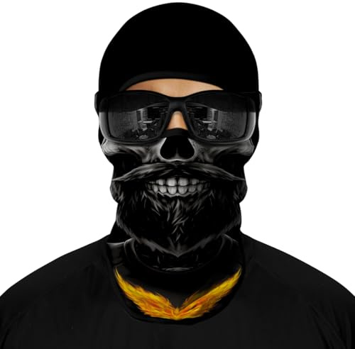 ShopINess Skimaske Totenkopf 3D UPF 40+ aus Mikrofaser für Motorrad Ski Snowboard Radfahren | Balaclava Sturmhaube Atmungsaktiv für Halloween Karneval und Outdoor-Sport
