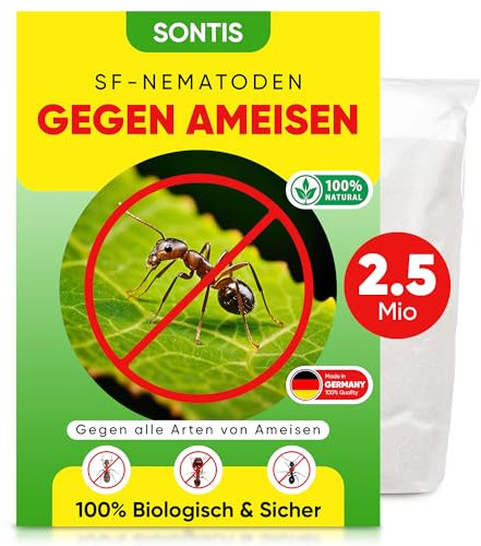 SONTIS® Aktive SF-Nematoden gegen Ameisen – 2,5 Mio. für 5m² - Effektive Ameisenbekämpfung mit Nestwirkung – Umweltfreundlich, chemiefrei, einfache Anwendung