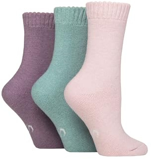 SockShop Women’s Wool Blend Thermal Socks 3 Pack – Warm, Cushioned, Breathable Terry Loop, Reinforced Heel & Toe, Moisture-Wicking, for Walking & Cold Weather, UK 4–8