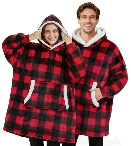 BTONGE Hoodie Decke Mit Ärmeln, Warmes Kuscheliges Hoodie Decke Damen Herren, Comfy Ärmeldecke, Kuschelpullover Damen, Übergroßer Kuscheldecke Für Erwachsene Und Teenager