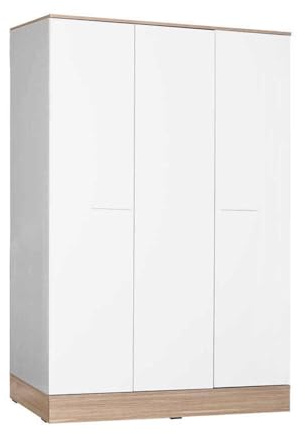 FWStyle Adore Teen 3 Door Wardrobe – White & Italian Oak Finish – 120cm Wide Bedroom Storage with Hanging Rail & Adjustable Shelves – Flat Pack, Easy Assembly