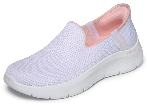 Skechers Women's Hands Free Slip-ins Go Walk Flex-Relish Sneaker, White/Pink, 11 UK