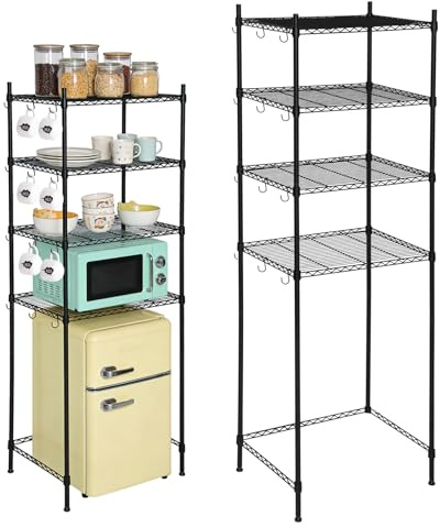 noblequest 4 Tier Adjustable Mini Fridge, Free Movement Metal Storage Shelves for Use Above The Mini Refrigerator and Microwave Stand, for Dorm, Kitchen, Apartment, Office
