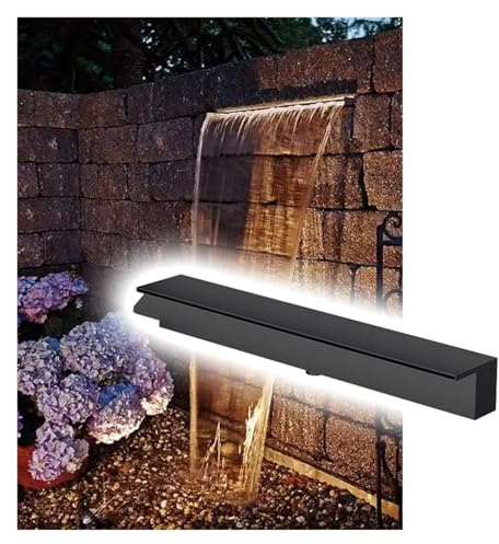 1 Stück individuell anpassbarer Edelstahl-Wasserfallüberlauf for Gartenteiche – Eleganter Brunnenauslauf for den Außenbereich(Black,145cm)