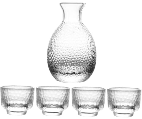 Japanese Hammered Glass Sake Set for Serving Water | Glassware, Elegant Shape, Personal Party and Tea Party Use, Suitable for Friends and Family