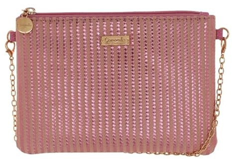 Camomilla Milano Tracolla Colorful a Righe Rosa, 21x14x2 cm, con Catena Dorata