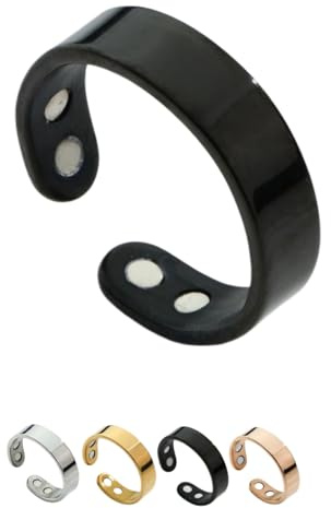 Sandsberg Anti Schnarch Ring mit Stärker Magnete, Vital Ring zur Gewichtsabnahme, Schlafqualität (Schwarz-Doppelmagnet)