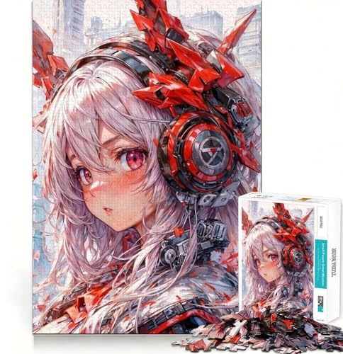 Anime Cyborg Mädchen Puzzle 1000 Teile Kognitiver Spielspaß Hochpräziser Stanzschnitt Einzigartiges Geschenk zur Stressbewältigung (38x26cm)