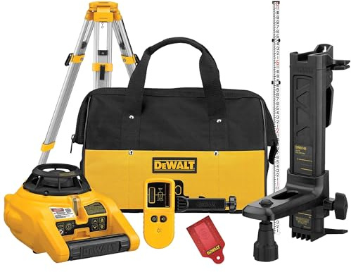 DEWALT Rotary Laser Level Kit, Indoor/Outdoor Survey Laser Transit (DW074KD)