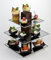 APS 12415 Buffet Turm mit Buchenholzsäule, 3 Glas Regale mit Spiegeloberfläche, rutschfeste Füße, 25 x 25 x 30,5 cm