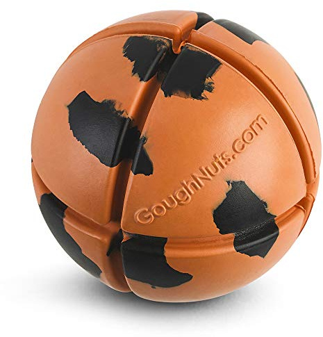 Goughnuts – Virtually Indestructible Ball - Guaranteed Dog Chew Toys for Aggressive Chewers Like Pit Bulls, German Shepherds, and Labs from 30-70 Pounds - Tough and Durable Natural Rubber - Orange