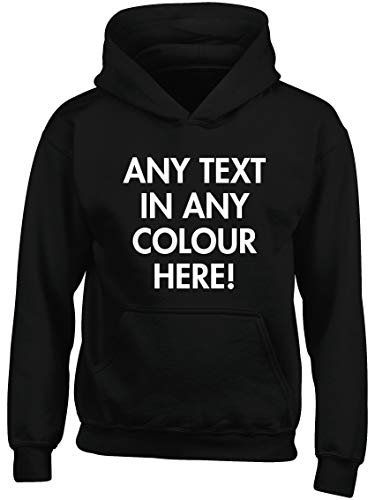 Hippowarehouse Personalised Kids Children's Unisex Hoodie Hooded top Black