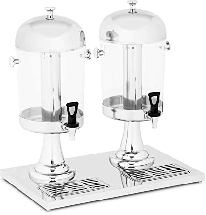 Royal Catering Fontaine à Boissons Distributeur de Boissons RCSD-2 (2x7L, incl. bacs à égouttements, pour verres de 14,5 cm max. de hauteur, 4 pieds antidérapants en caoutchouc)