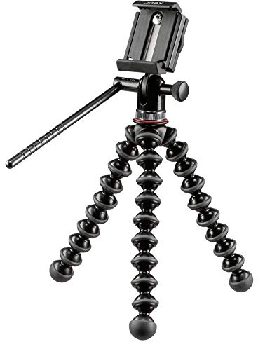 JOBY GripTight PRO GP Video Stand, Pan and Tilt Video Head and Gorilla Pod Flexible Tripod for any Smartphone and iPhone with or without a Case, JB01501-BWW