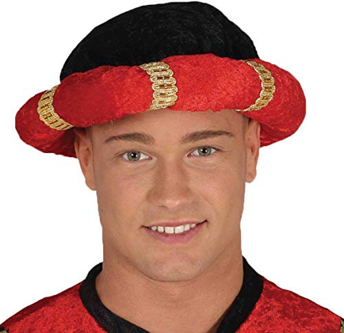FIESTAS GUIRCA Turban schwarz und rot König Magus für indische Maharadscha Verkleidung