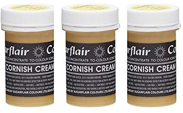 Sugarflair Cornish Cream Pastel Food Colouring Paste, Highly Concentrated for Use with Sugar Pastes, Buttercream, Royal Icing or Cake Mix, Subtle Colour Dye - 25g (Pack of 3)