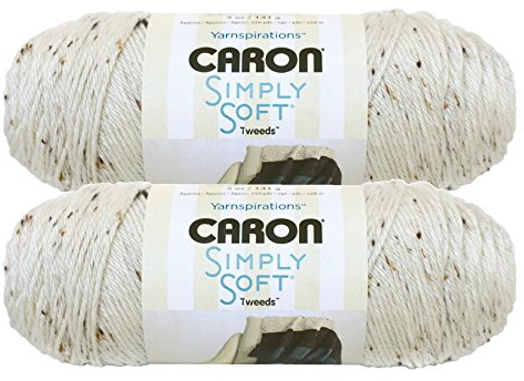 Caron Simply Soft Bulk Buy Tweeds Acrylic Blend Yarn (2-Pack) ~ 5 oz. Skeins (Off White)2