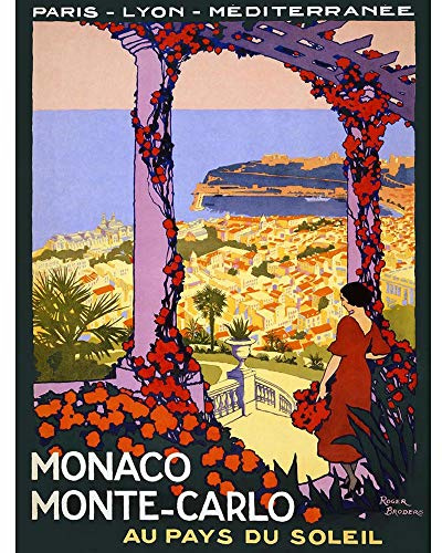 Wee Blue Coo Travel Monte Carlo Monaco Land Sun Sea France Vintage Advertising Art Print Poster Wall Decor Kunstdruck Poster Wand-Dekor-12X16 Zoll