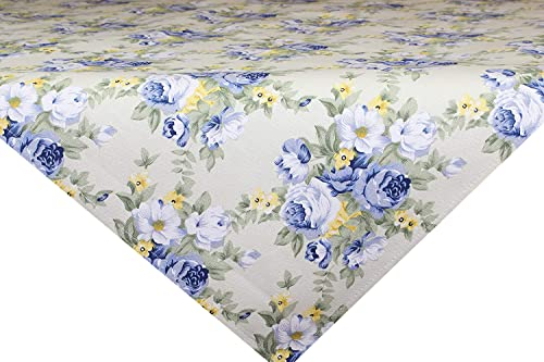 KAMACA Landhaus Serie Rosen ROMANTIK Marken Qualität aus 100% Baumwolle mit wundervollen Rosen verziert (Creme blau, Mitteldecke 100x100 cm)