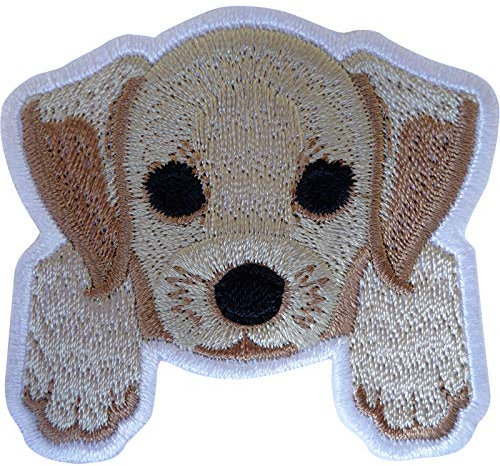 ELLU Cute Puppy Patch Iron On Sew On Labrador Retriever Dog Animal Embroidered Badge