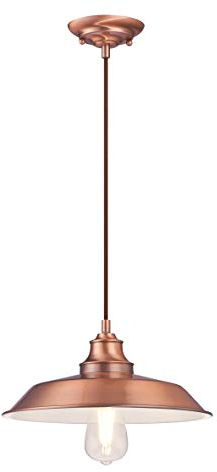 Westinghouse Lighting 63705 Einflammige Pendelleuchte Iron Hill von Westinghouse Lighting für Innenbereiche, Ausführung in gewaschenem Kupfer, gewaschenes Kupfer
