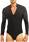 iEFiEL Glitzer Herren Latein Hemd V-Ausschnitt Tango Rumba Hemd Body Einteiler mit Knöpfen im Schritt Turnier Shirt Trikot Tanz Kostüm Schwarz XXL
