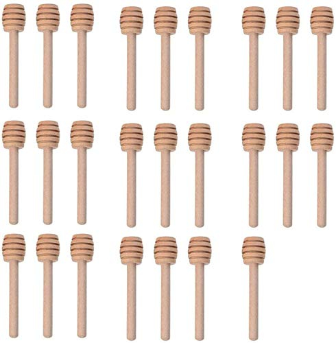25x Palitos de madera Miel cucharaditas palo miel cuchara de madera varilla agitación para fiesta boda favores bautizo, 8cm