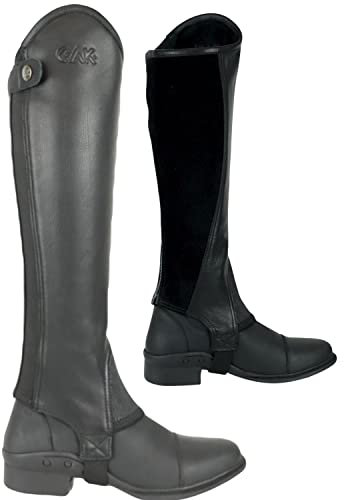 AK Neue Unisex Equestrian Classic Reitchaps aus Vollnarbenleder AKRS-1979 (Schwarz, L)