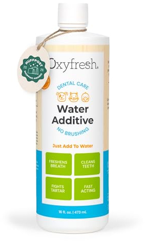 Oxyfresh Premium Pet Dental Care Solution Pet Water Additive: Best Way to Eliminate Bad Dog Breath and Cat Bad Breath - Fights Tartar & Plaque - So Easy, Just Add to Water! Vet Recommended 16 oz.