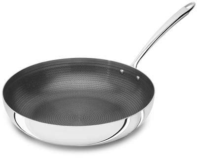 Pentole Agnelli Padella Svasata Alta Alu-Inox 1907 con Interno acidato e Antiaderente PTFE, diam. 32cm