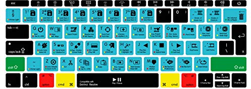 MMDW DaVinci Resolve Shortcut Hotkeys Silicone Keyboard Cover Compatible with MacBook Pro 13 Inch 2017 & 2016 Release A1708 No Touch Bar & for MacBook 12 Inch A1534 Protective Skin (EU Layout)