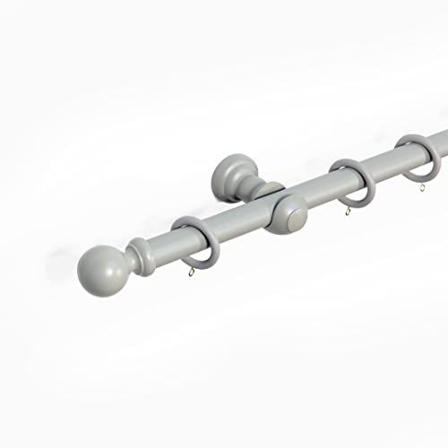Ball Finial 28 mm Wooden Curtain Poles Fixed Length Multi Finials Curtain Pole Wooden Beautiful Design Wooden Finials, Truffle Ball 300 cm