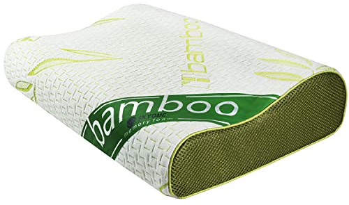 Skyome 50 x 30 cm Bambus Memory Foam Kissen - Nackenkissen zum Schlafen Nackenschmerzen - Seitenschläferkissen bei Schulterschmerzen - Waschbar & Ergonomisch mit waschbarem Bezug