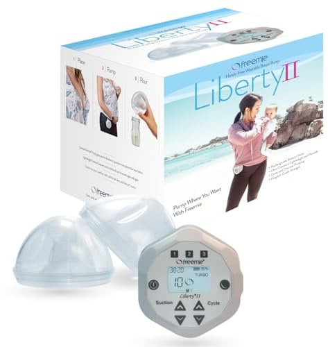 Freemie Liberty II Deluxe Hands-Free Wearable Breast Pump System for Discreet Pumping | Quiet Rechargeable Mobile Breast Pump | Ultra-Lightweight in-Bra Cups, 25mm & 28mm Breast Flanges Included