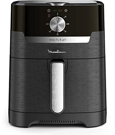 Moulinex Easy Fry & Grill, Inox Digitale Friggitrice ad Aria Calda e Griglia, 4,6Litri, 1400W, Friggitrice Senza Olio, 8 Programmi Predefiniti e 1 Manuale, Capacità Fino a 6 Persone, EZ501810