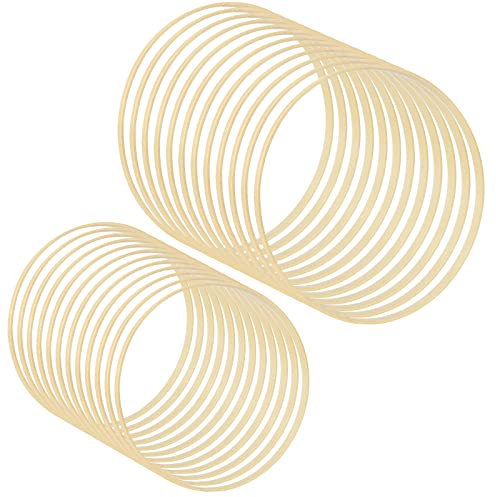 YOUNTHYE 24 Stück 2 Größen Bambus Kranz Ringe Holz Traumfänger Hoop Bambus Blumen Hoop 15 cm + 20 cm Holzringe zum Basteln