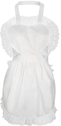 Boyiee Retro Cosplay Maid Schürze Weiße Schürze Verstellbares Halloween Kostüm Küche Restaurant Frauen Mädchen Kellnerin Schürzen Vintage Viktorianischer Stil Party Kostüm Zubehör